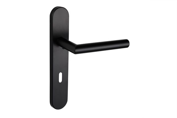 Lavuzo deurkruk Mantua Zwart met afgerond schild SL72 - Per set