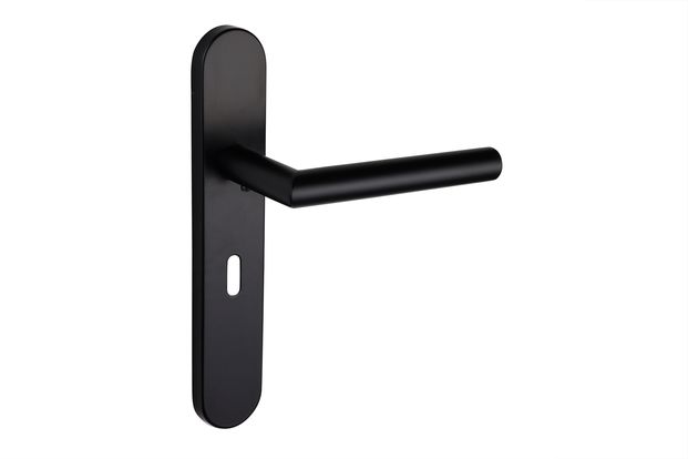 Lavuzo deurkruk Mantua Zwart met afgerond schild SL56 - Per set