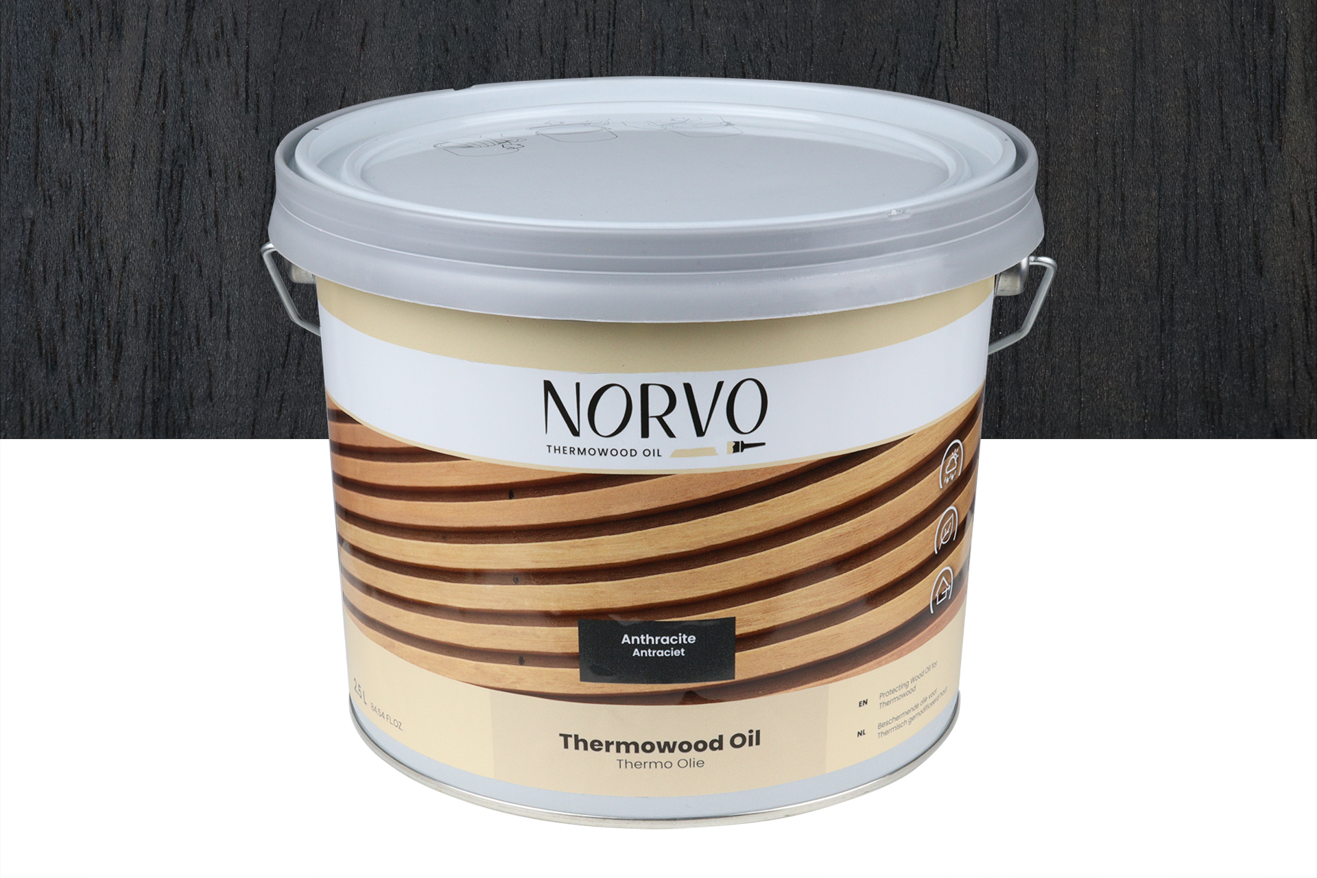 Norvo - Houtolie Antraciet - Thermo olie - Antraciet 2,5 liter
