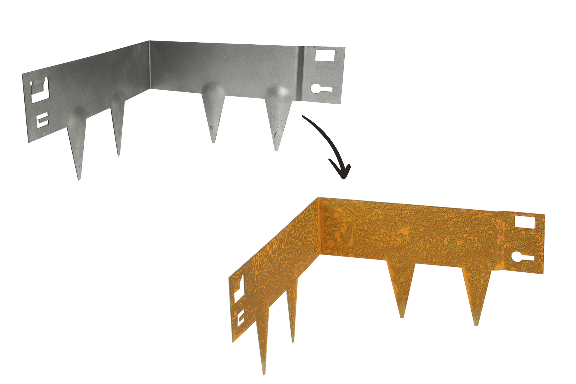 Cortenstaal Binnenhoek voor Borderrand 16 cm Hoog - Flexibel - Per Stuk, foto 2 van 6