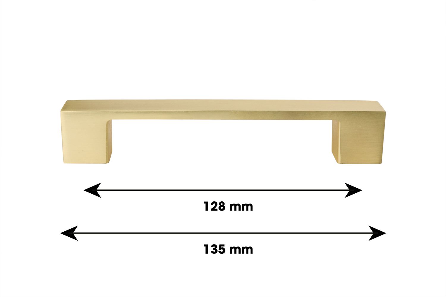 Lavuzo Handgreep Mat Goud Kubus - Boorafstand 128 mm - Per Stuk, foto 3 van 6