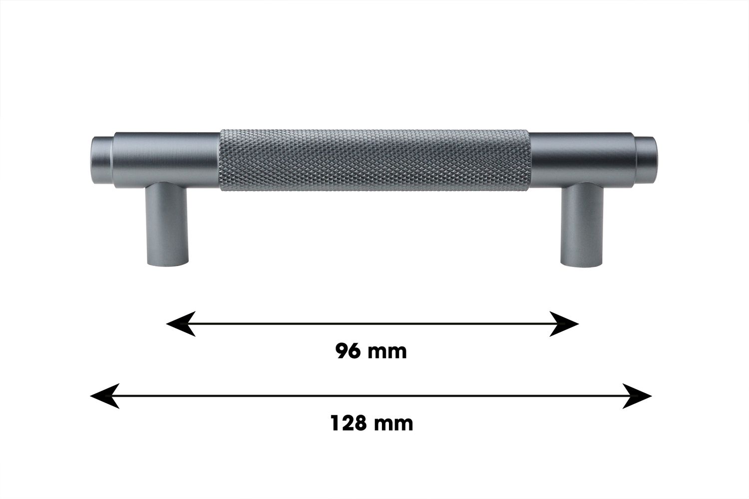 Lavuzo Handgreep Ribbel Antraciet 128 mm - Boorafstand 96 mm - Per Stuk, foto 5 van 5