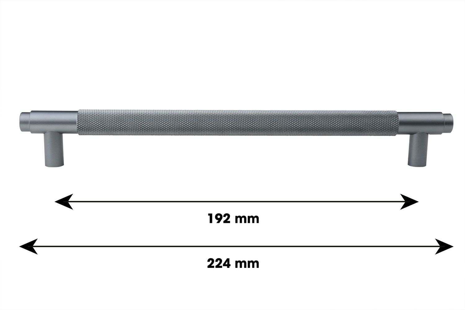 Lavuzo Handgreep Ribbel Antraciet 224 mm - Boorafstand 192 mm - Per Stuk, foto 5 van 5