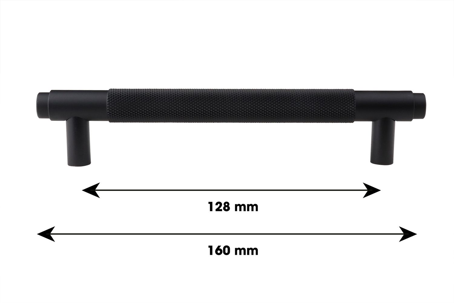 Lavuzo Handgreep Ribbel Zwart 160 mm - Boorafstand 128 mm - Per Stuk, foto 5 van 6