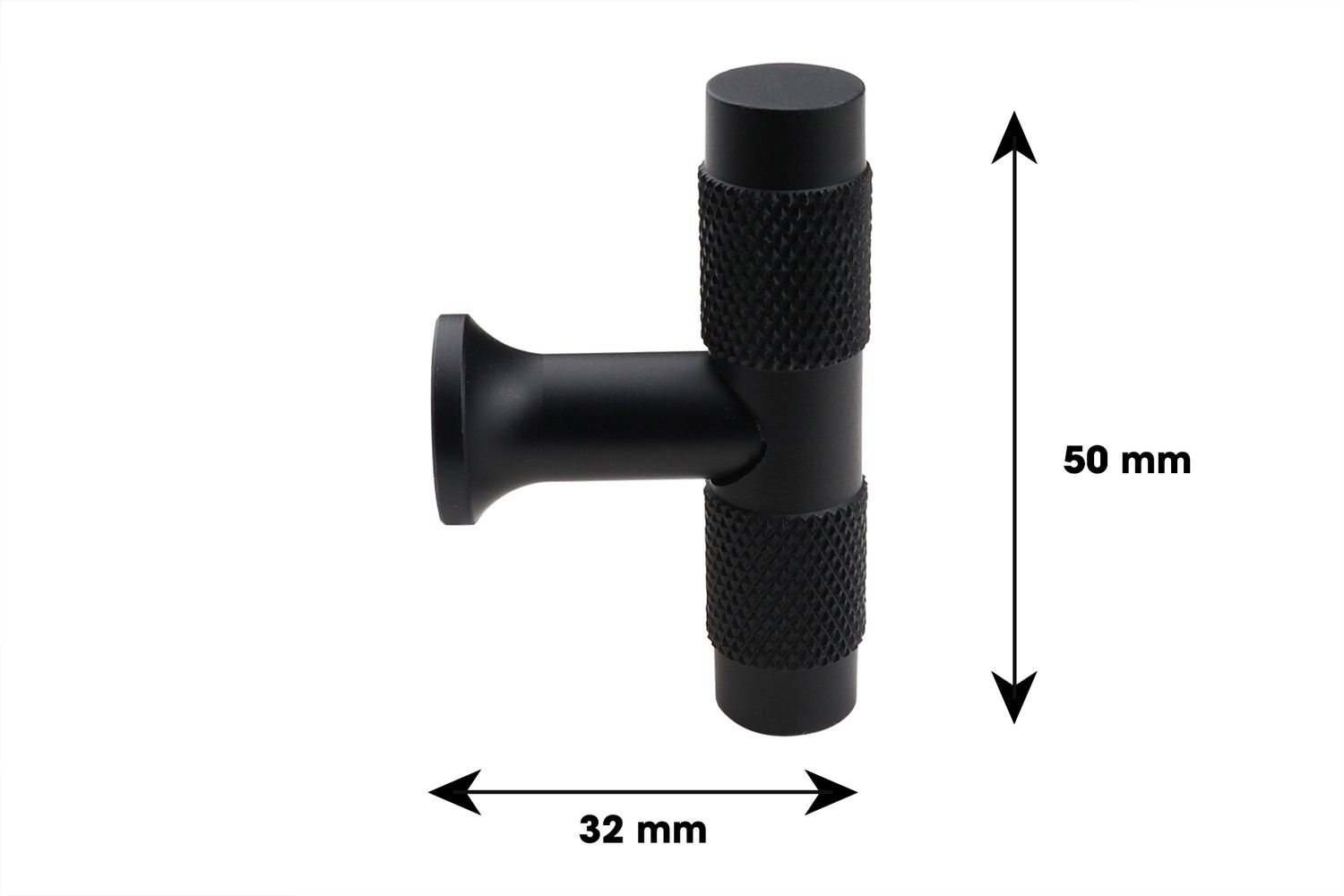 Lavuzo Kastknop T-model Zwart 50 mm - Per Stuk, foto 4 van 4