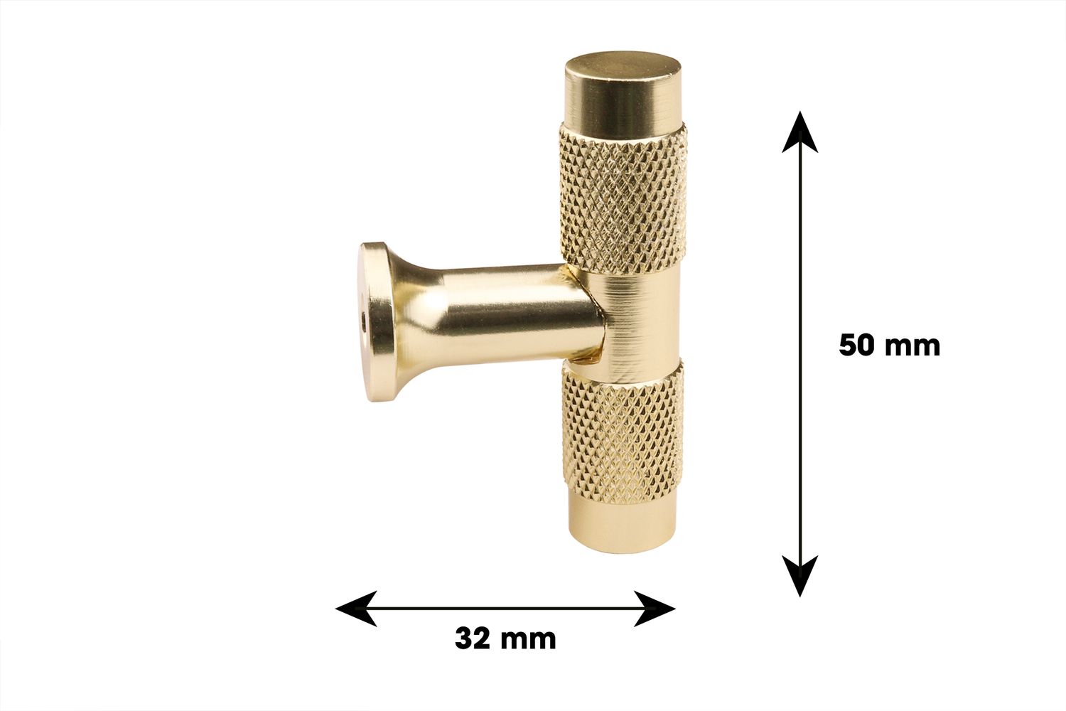 Lavuzo Kastknop T-model Mat Goud 50 mm - Per Stuk, foto 4 van 4