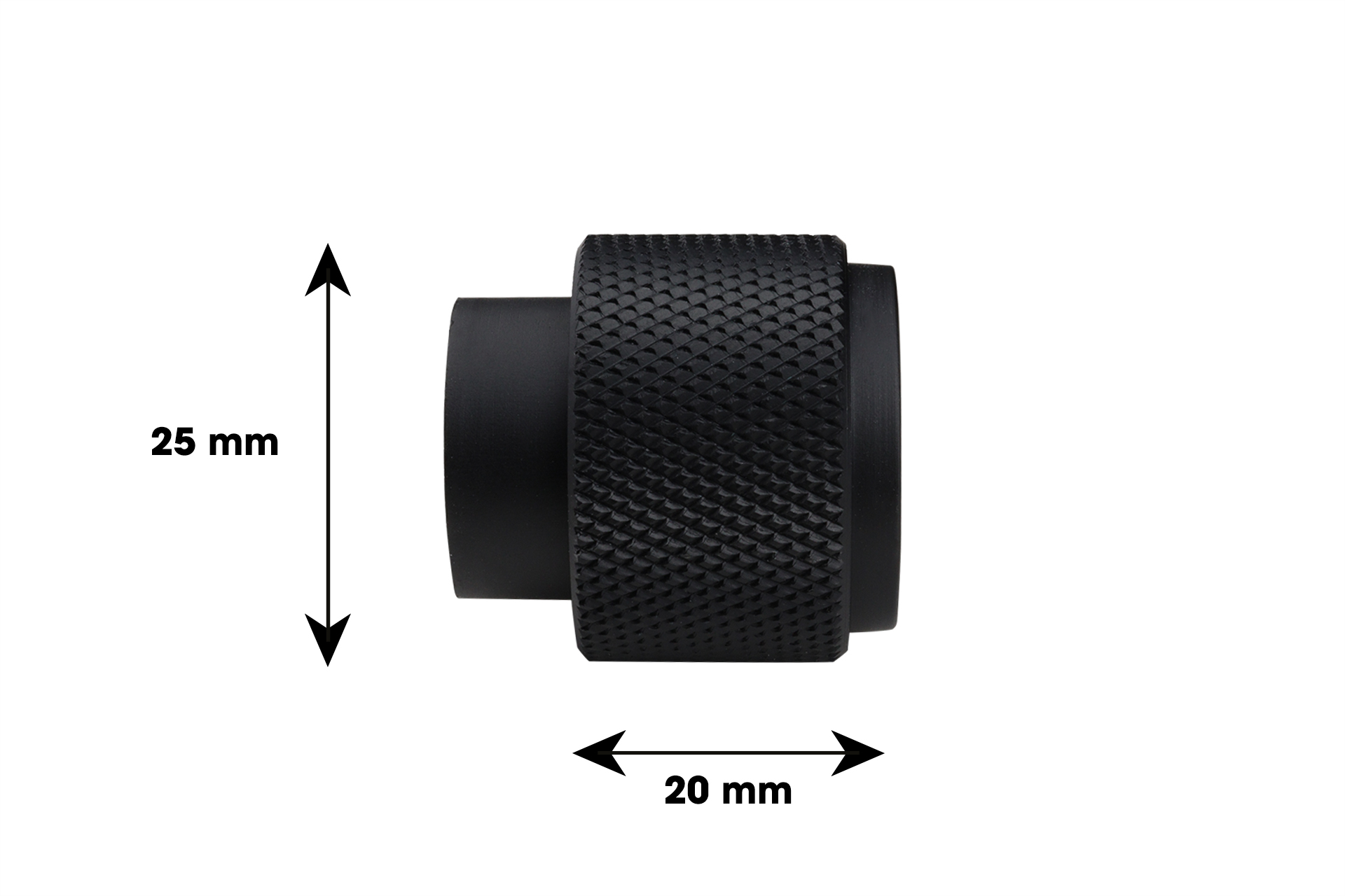 Lavuzo Kastknop Ribbel Zwart 20x25 mm - Per stuk, foto 4 van 4