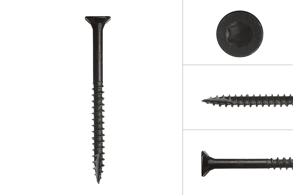 Zwarte Schroeven Verzinkt 4 x 60 mm Torx 20 met Snijpunt - Doos 100 Stuks