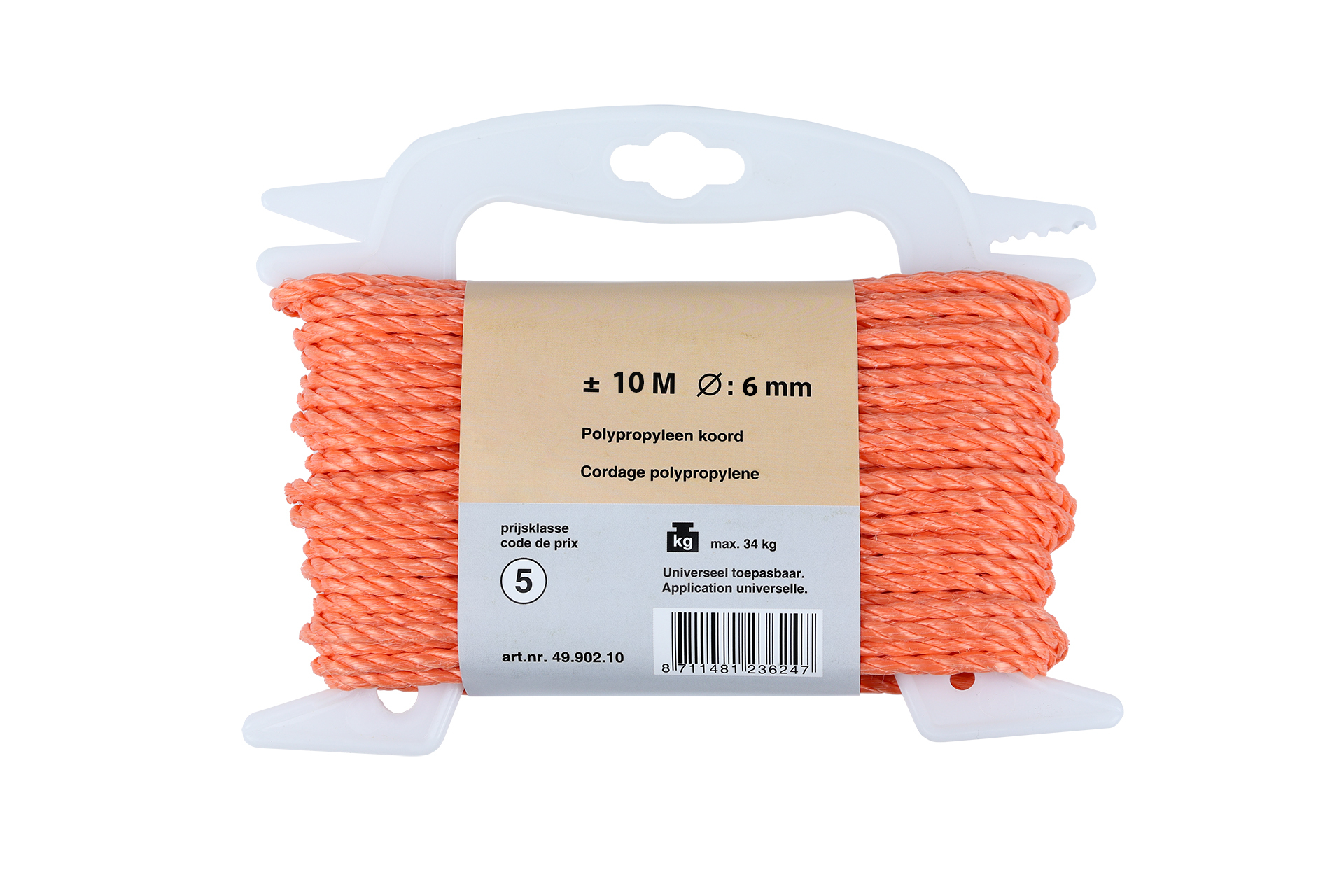 Polypropyleen Touw Oranje - 6 mm dik - 10 m
