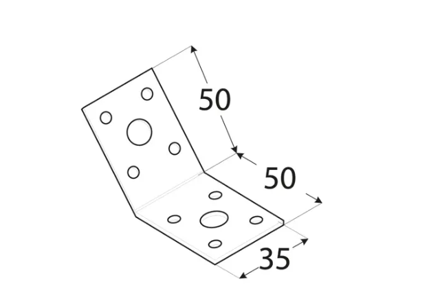 Hoekanker 45 Graden 50 x 50 x 35 mm - Per Stuk, foto 2 van 2