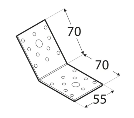 Hoekanker 45 Graden 70 x 70 x 55 mm - Per Stuk, foto 2 van 2