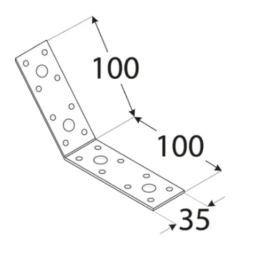 Hoekanker 45 Graden 100 x 100 x 35 mm - Per Stuk, foto 2 van 2