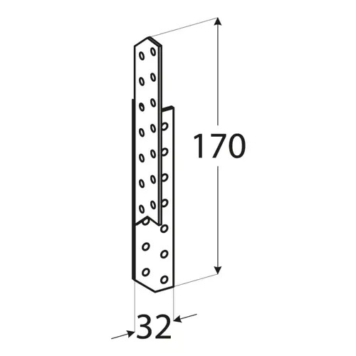Gordinganker 170x32 mm Links - Per Stuk, foto 3 van 3