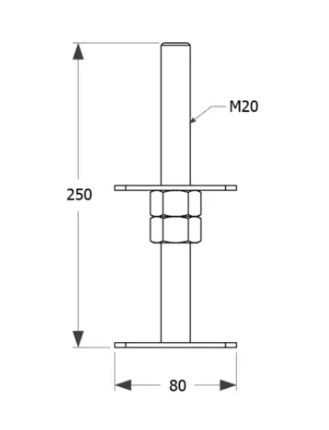 Verstelbare Paalhouder Zwart M20 voor 8 x 8 tot 10 x 10 cm palen - Per Stuk, foto 2 van 2
