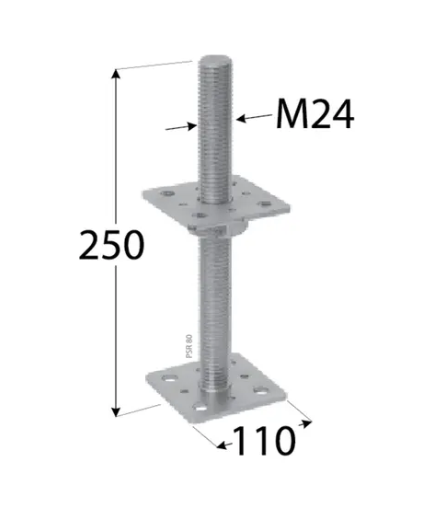 Verstelbare Paalhouder M24 voor 10 x 10 tot 15 x 15 cm palen - Per Stuk, foto 2 van 2