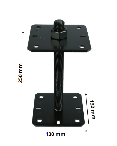Verstelbare Paalhouder Zwart M24 voor 13 x 13 tot 20 x 20 cm palen - Per Stuk, foto 2 van 2