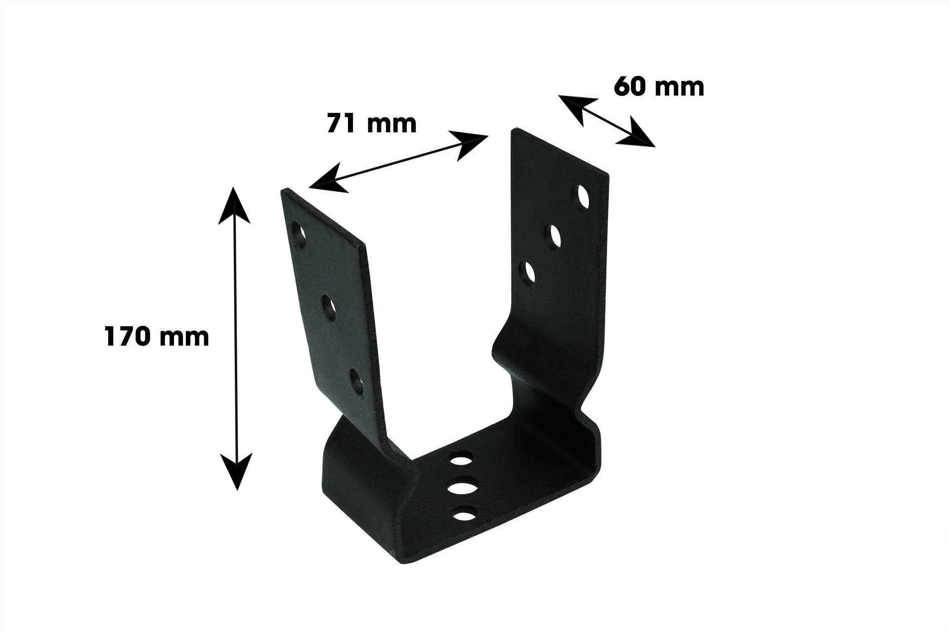Paalhouder met Ril voor 7 x 7 cm Palen Zwart - Per Stuk, foto 2 van 2