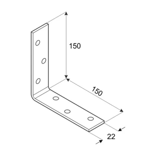 Stoelhoek Verzinkt 150 x 150 x 22 mm - Doos 20 stuks, foto 2 van 2