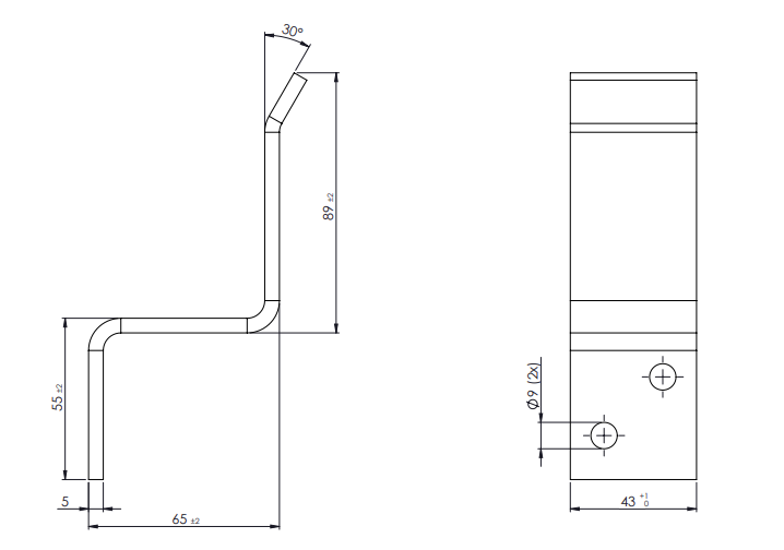 Deurbalkhaak Verzinkt voor max. 55 x 75 mm balken Open Model - Per Stuk, foto 2 van 2