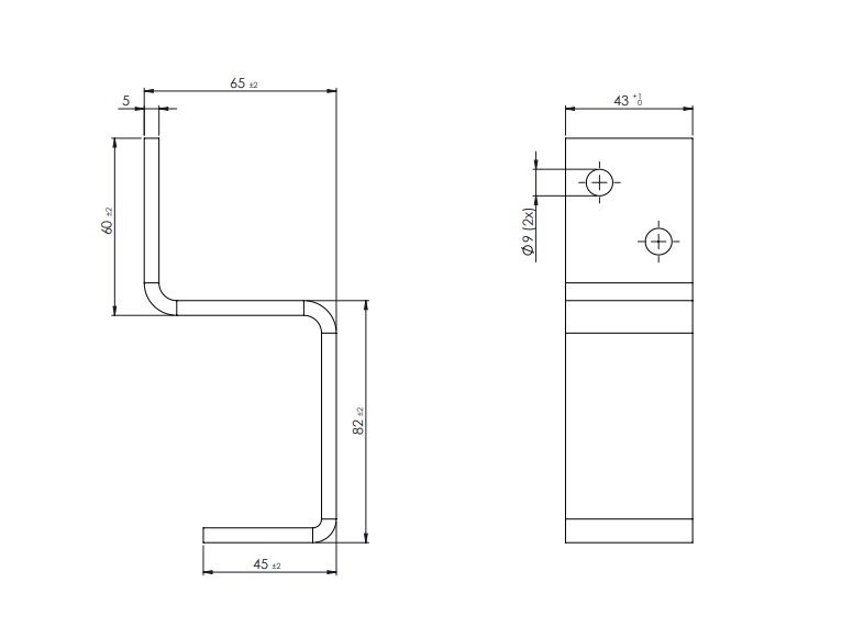 Deurbalkhaak Verzinkt voor max. 55 x 75 mm balken Dicht Model - Per Stuk, foto 2 van 2