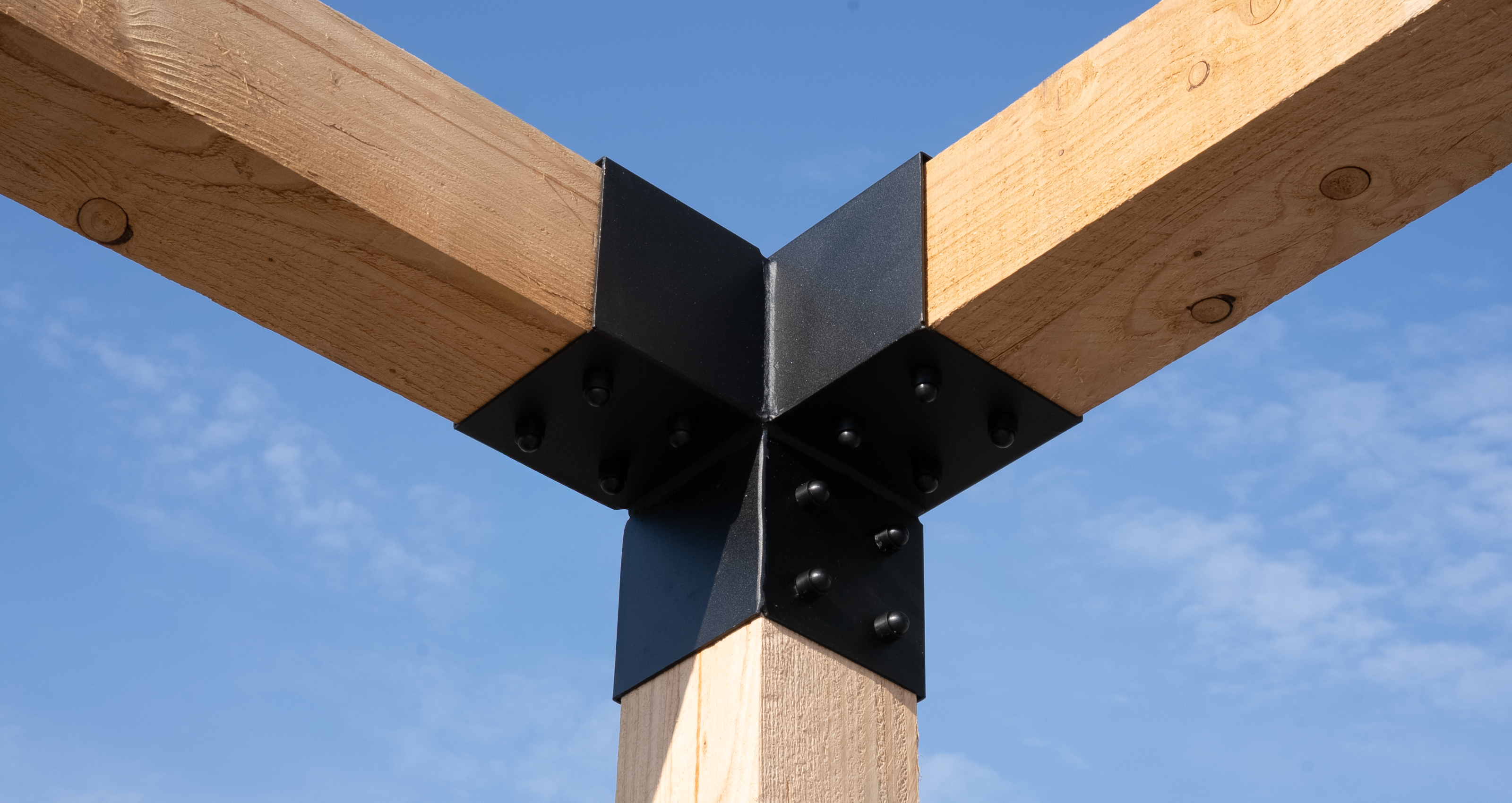 Pergola Hoekverbinding Zwart voor 12 x 12 cm balken Kubus model - Per Stuk, foto 2 van 6