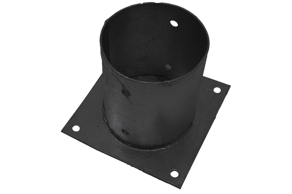 Ronde Paalhouder Zwart op plaat Ø12.1 x 15 cm - Per Stuk