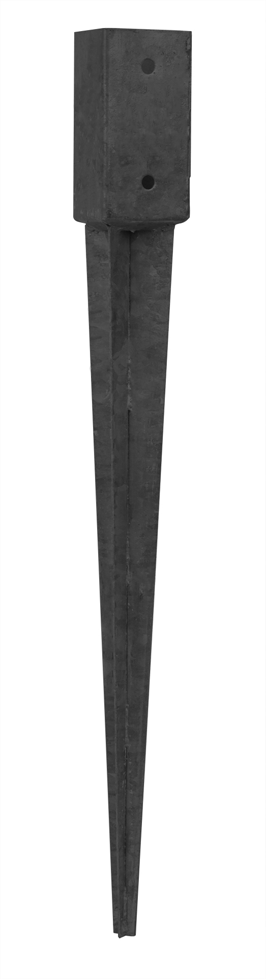 Paalhouder met punt Zwart Gecoat 7.1 x 7.1 x 75 cm - Per Stuk