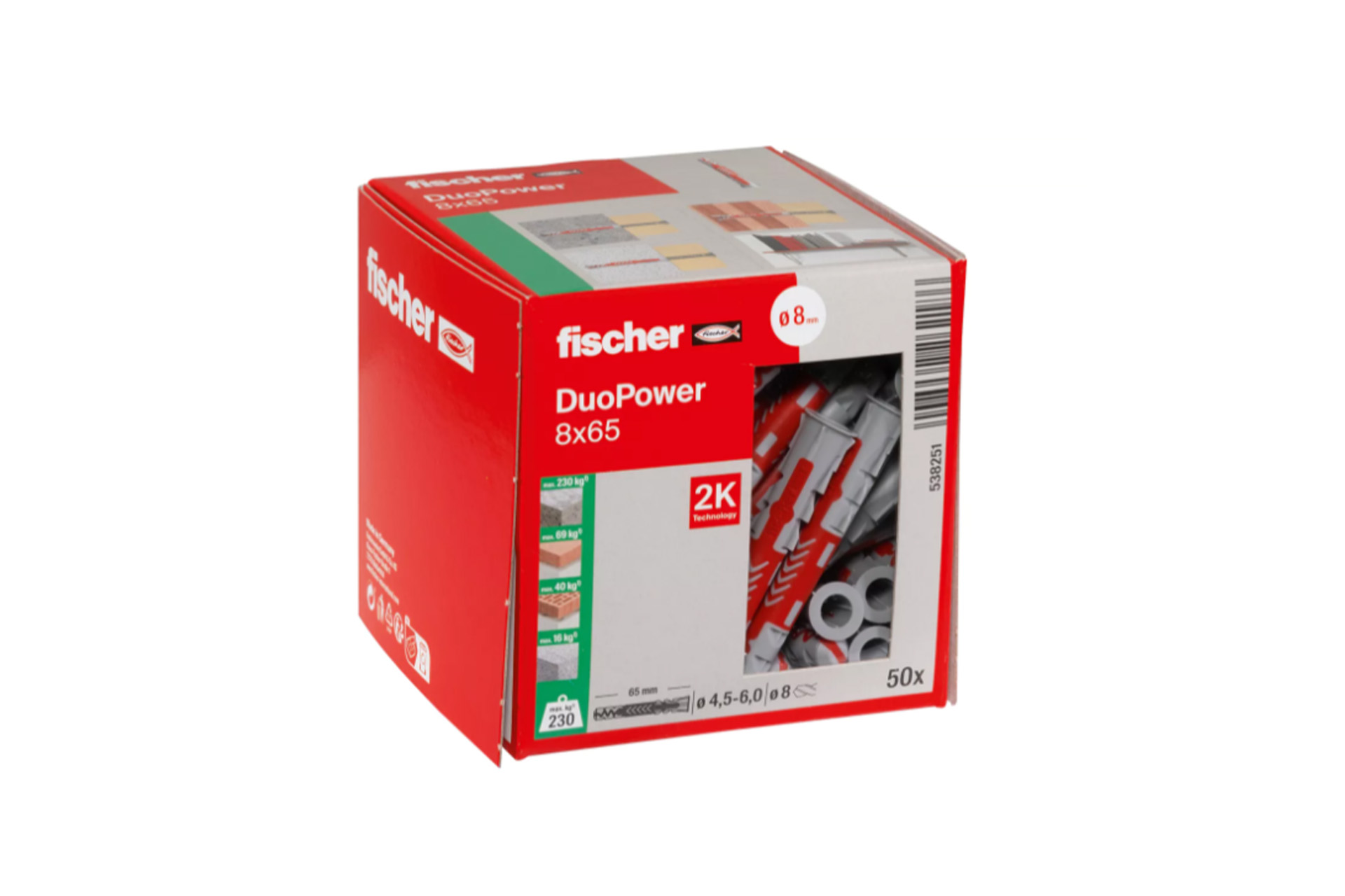 Fischer Duopower pluggen 8 x 65 mm - Doos 50 stuks, foto 2 van 2