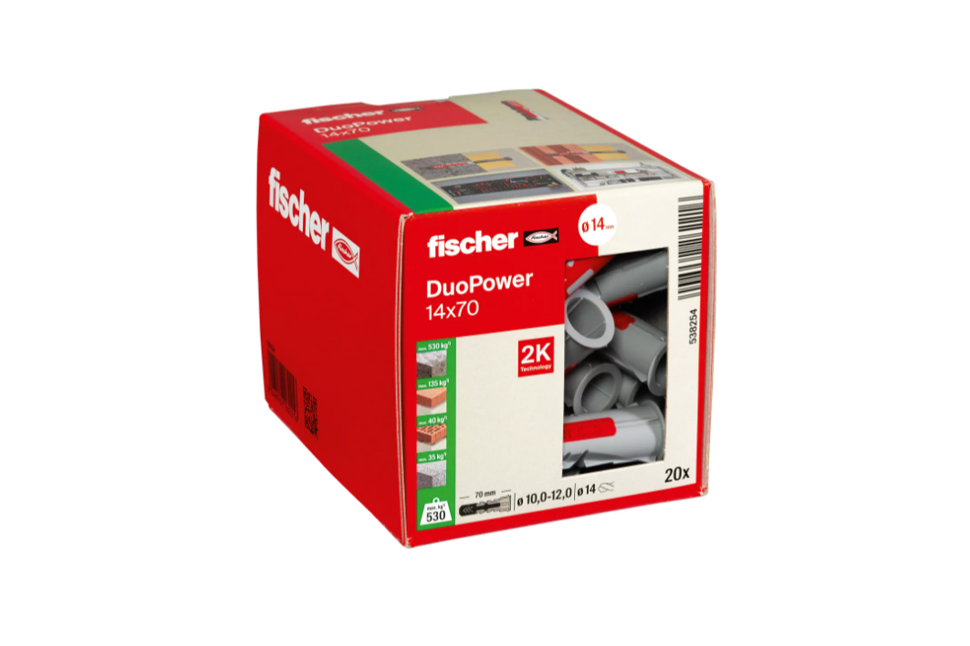 Fischer Duopower pluggen 14 x 70 mm - Doos 20 stuks, foto 2 van 2