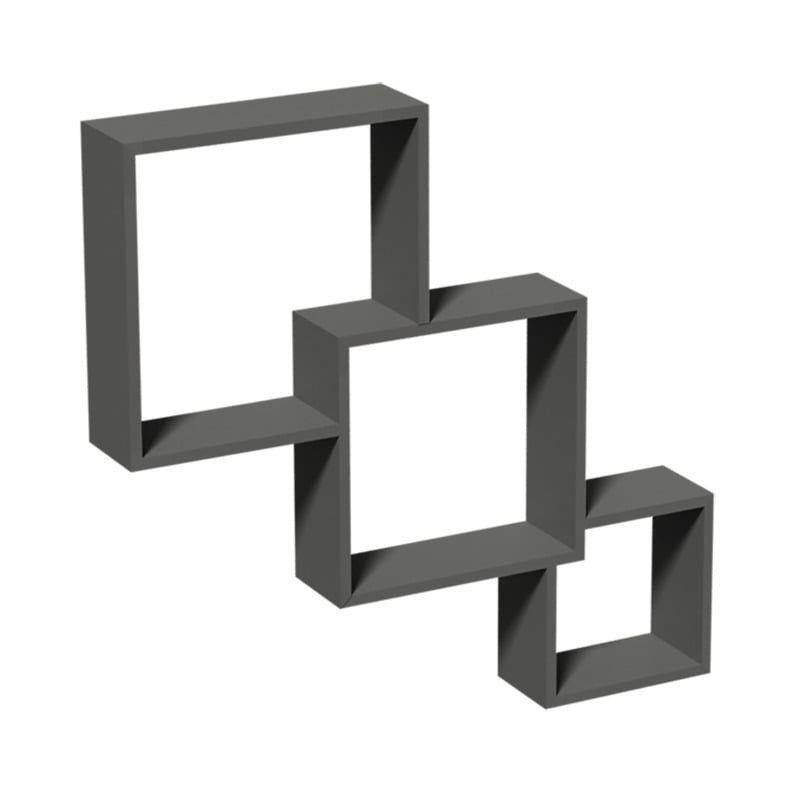 Wandplank set van 3 - Kubus Antraciet - Per Set