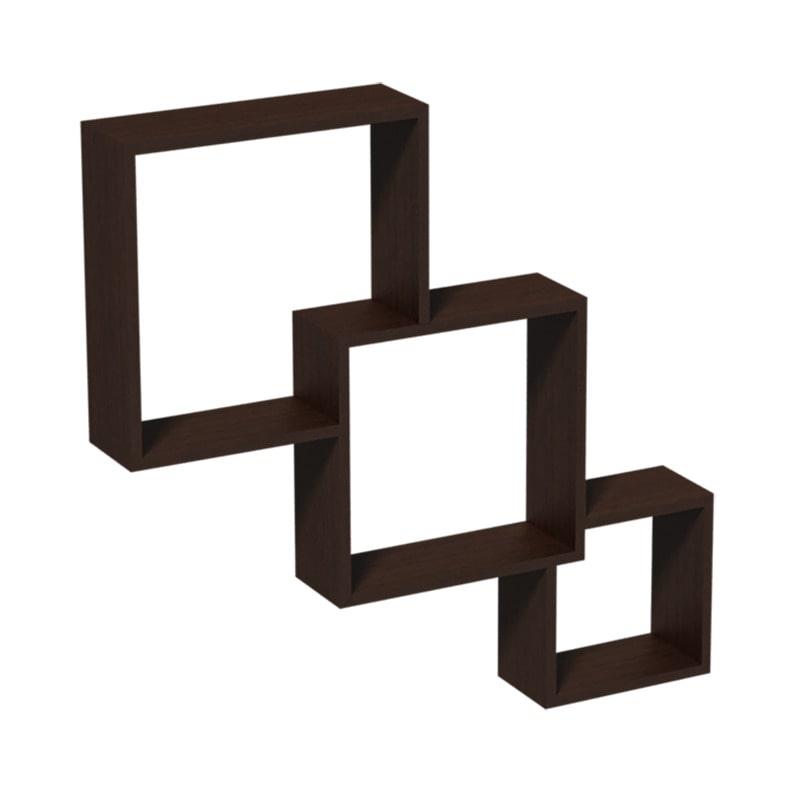 Wandplank set van 3 - Kubus Zwart - Per Set