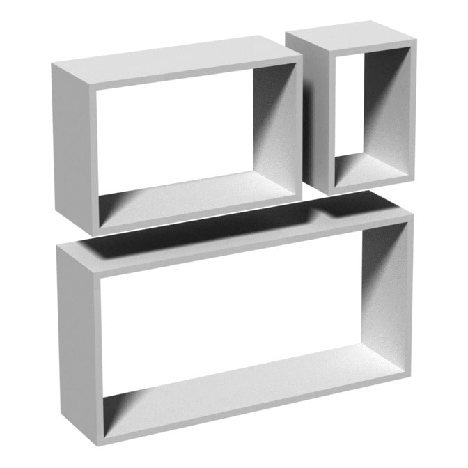 Wandplank set van 3 - Kwadratisch Wit - Per Set