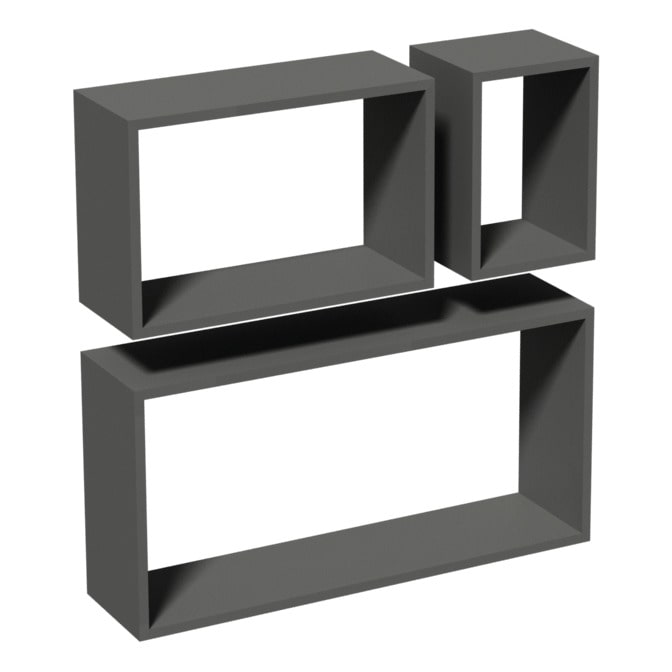Wandplank set van 3 - Kwadratisch Antraciet - Per Set