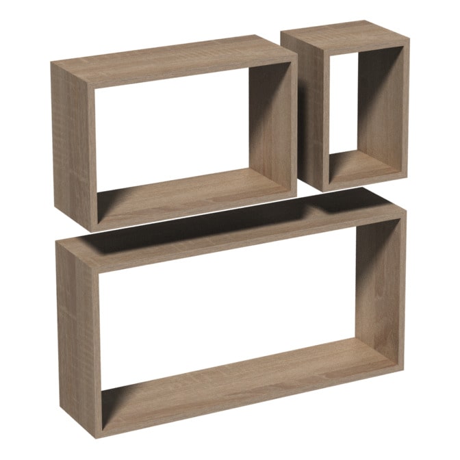 Wandplank set van 3 - Kwadratisch Hout - Per Set