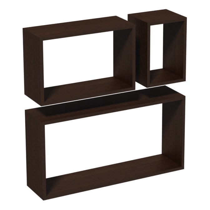 Wandplank set van 3 - Kwadratisch Donkerbruin - Per Set