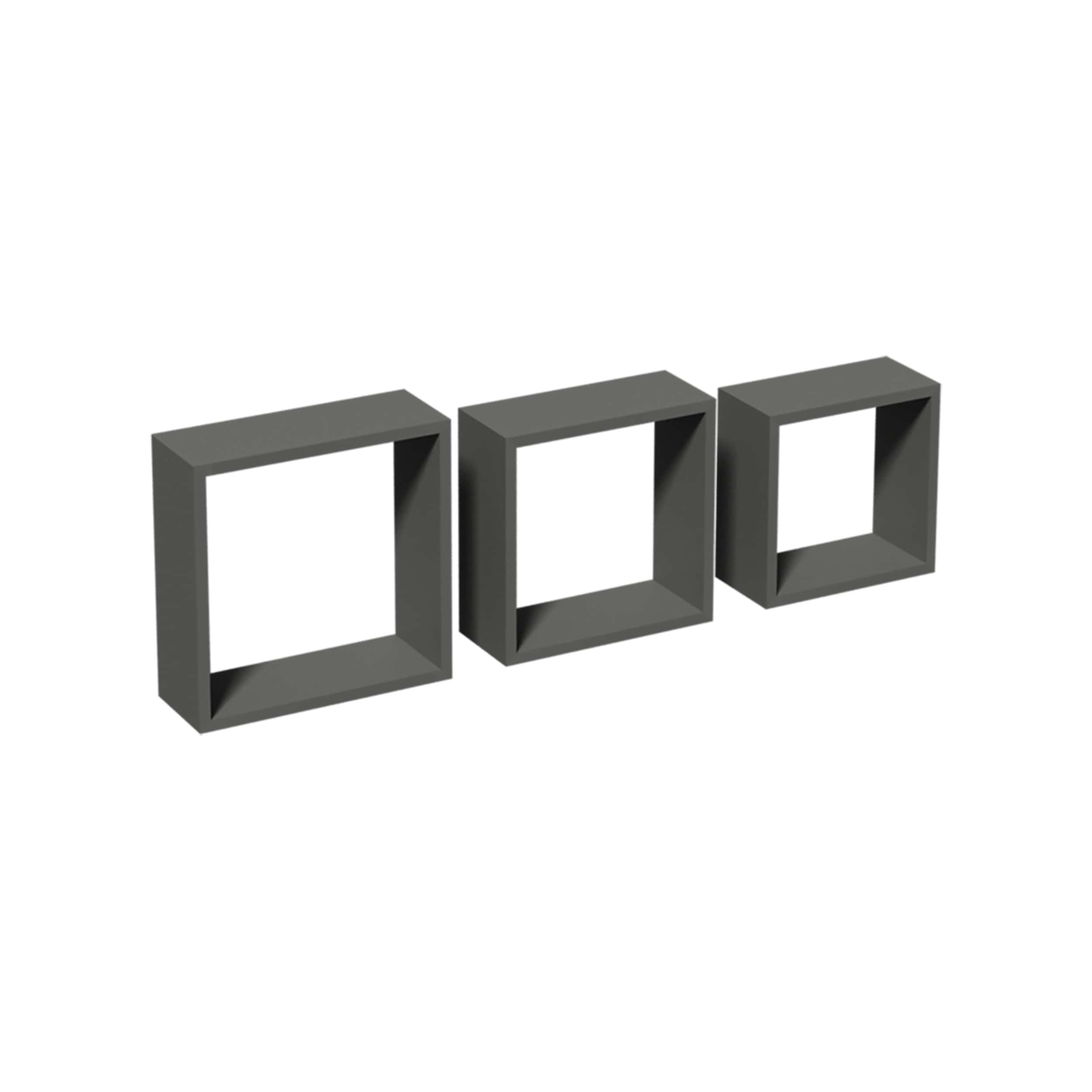 Wandplank set van 3 - Magisch Vierkant Antraciet - Per Set