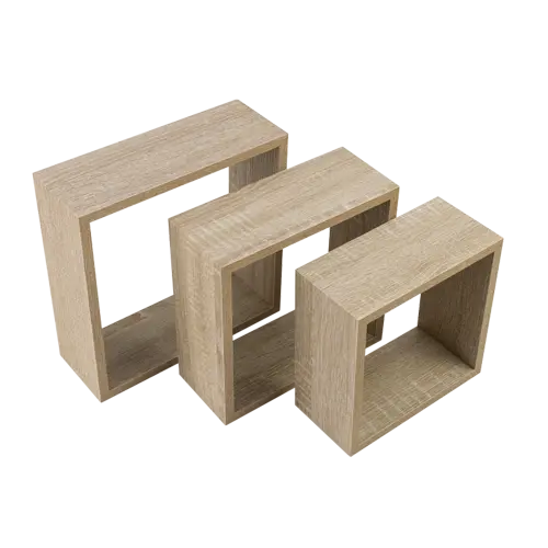 Wandplank set van 3 - Magisch Vierkant Hout - Per Set