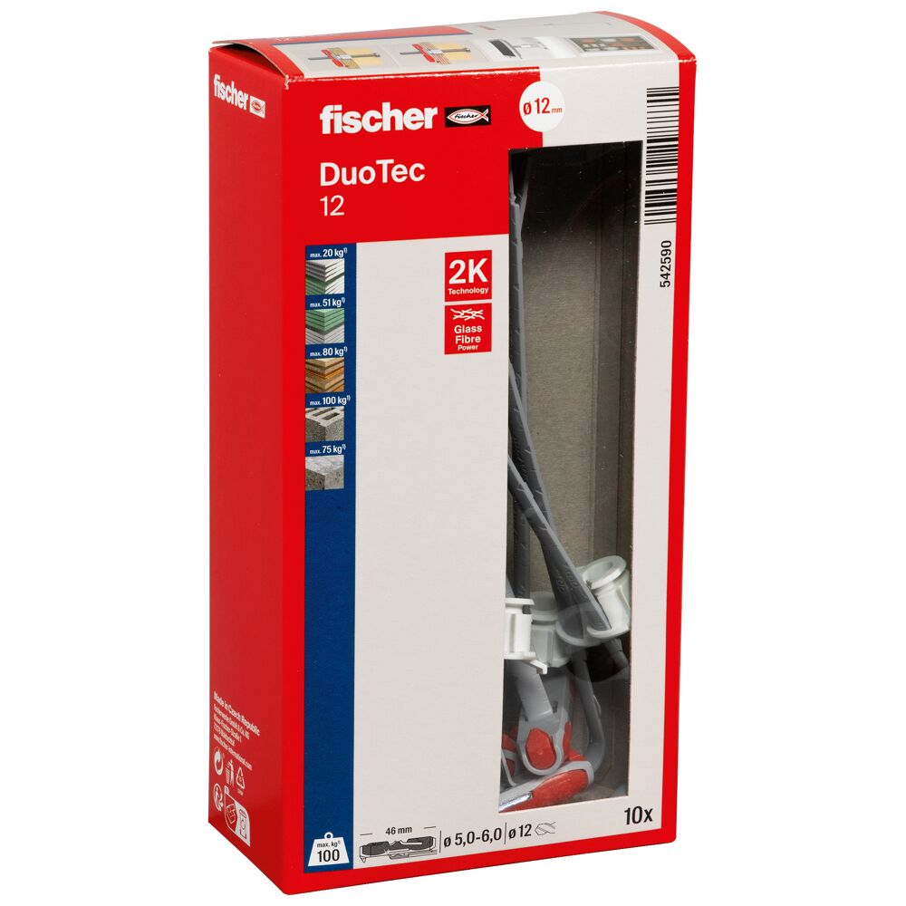 Fischer Hollewandplug DuoTec 12 - Doos 10 stuks, foto 4 van 6