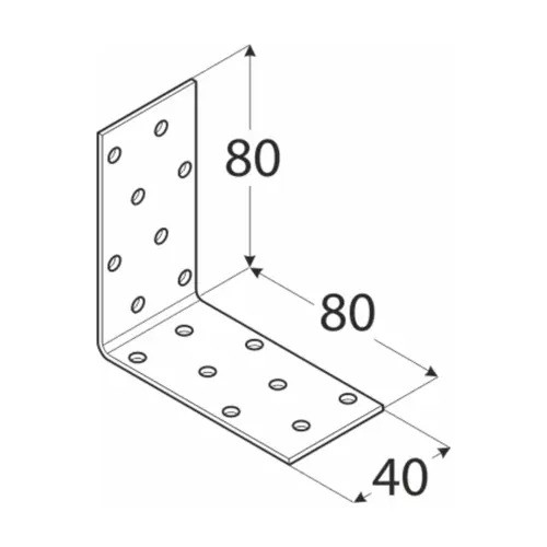 Hoekanker Verzinkt 80 x 80 x 40 mm - Per Stuk, foto 2 van 2