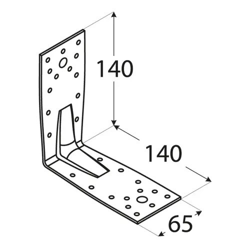 Hoekanker Verzinkt 140 x 140 x 65 mm met Ril - Per Stuk, foto 2 van 3