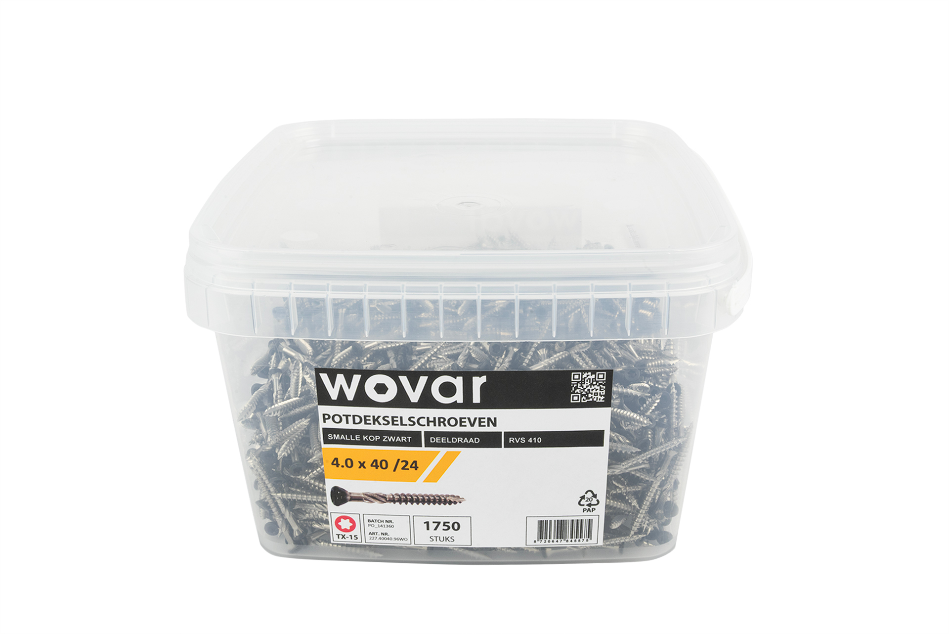 Voordeelemmer Potdekselschroeven Zwart RVS 410 4.0 x 40 mm Torx 15 Deeldraad - 1750 stuks, foto 3 van 5