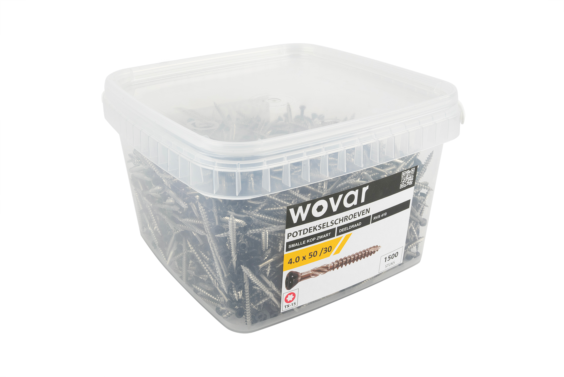 Voordeelemmer Potdekselschroeven Zwart RVS 410 4.0 x 50 mm Torx 15 Deeldraad - 1500 stuks