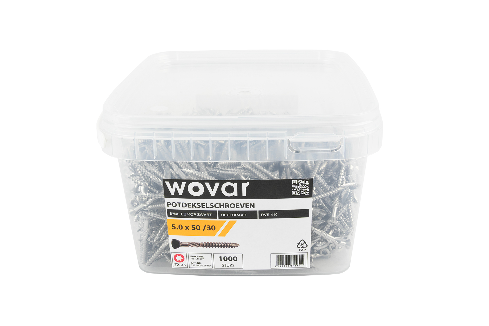 Voordeelemmer Potdekselschroeven Zwart RVS 410 5.0 x 50 mm Torx 25 Deeldraad - 1000 stuks, foto 3 van 5