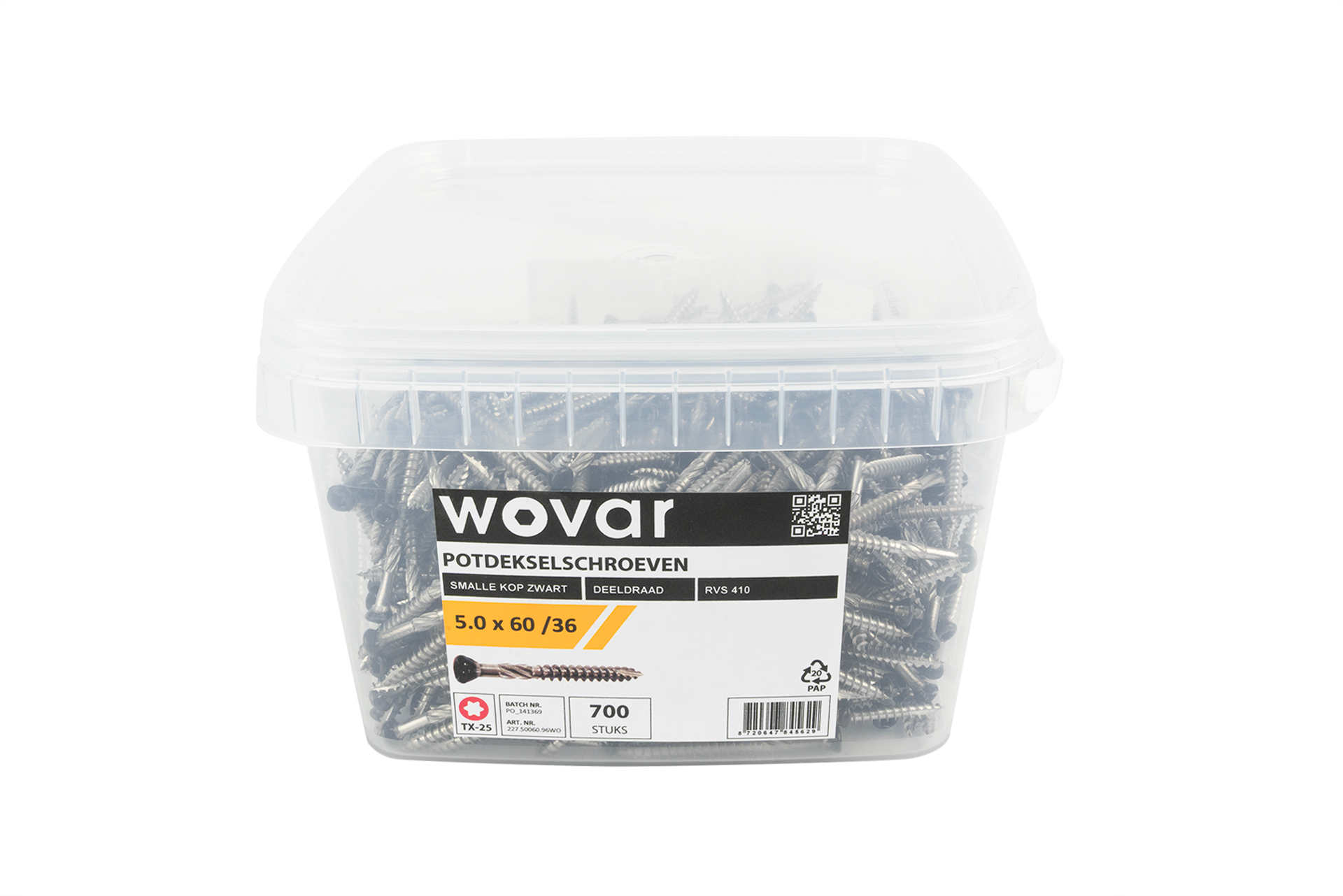 Voordeelemmer Potdekselschroeven Zwart RVS 410 5.0 x 60 mm Torx 25 Deeldraad - 800 stuks, foto 3 van 5
