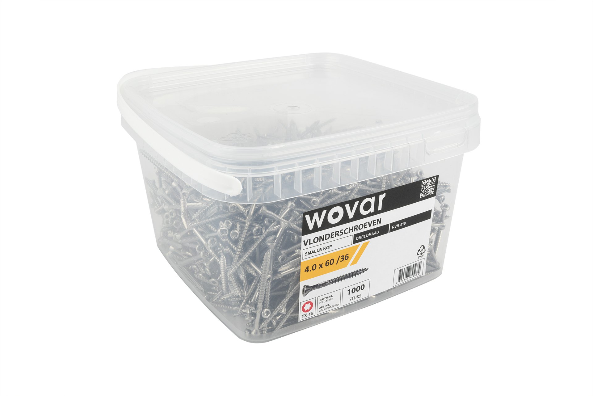 Voordeelemmer Tuinschroeven RVS 410 4.0 x 60 mm Torx 15 Deeldraad - 1000 stuks