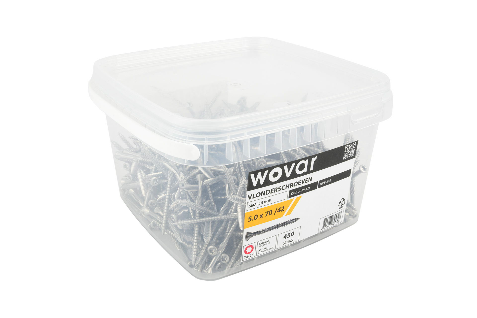 Voordeelemmer Vlonderschroeven RVS 410 5.0 x 70 mm Torx 25 Deeldraad - 450 stuks