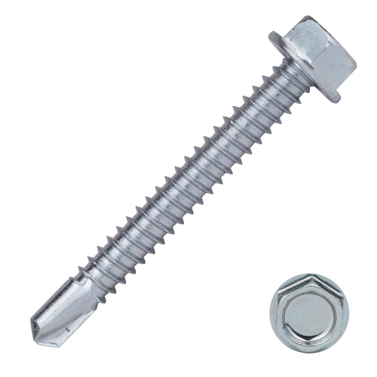 Zelfborende schroeven 6,3 x 50 mm Verzinkt Zeskantkop - Doos 200 stuks