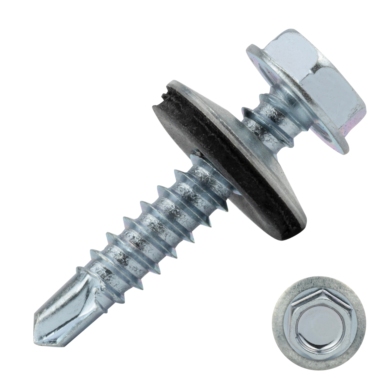 Zelfborende schroeven 4,8 x 25 mm Verzinkt Zeskantkop met 14 mm ring - Doos 200 stuks