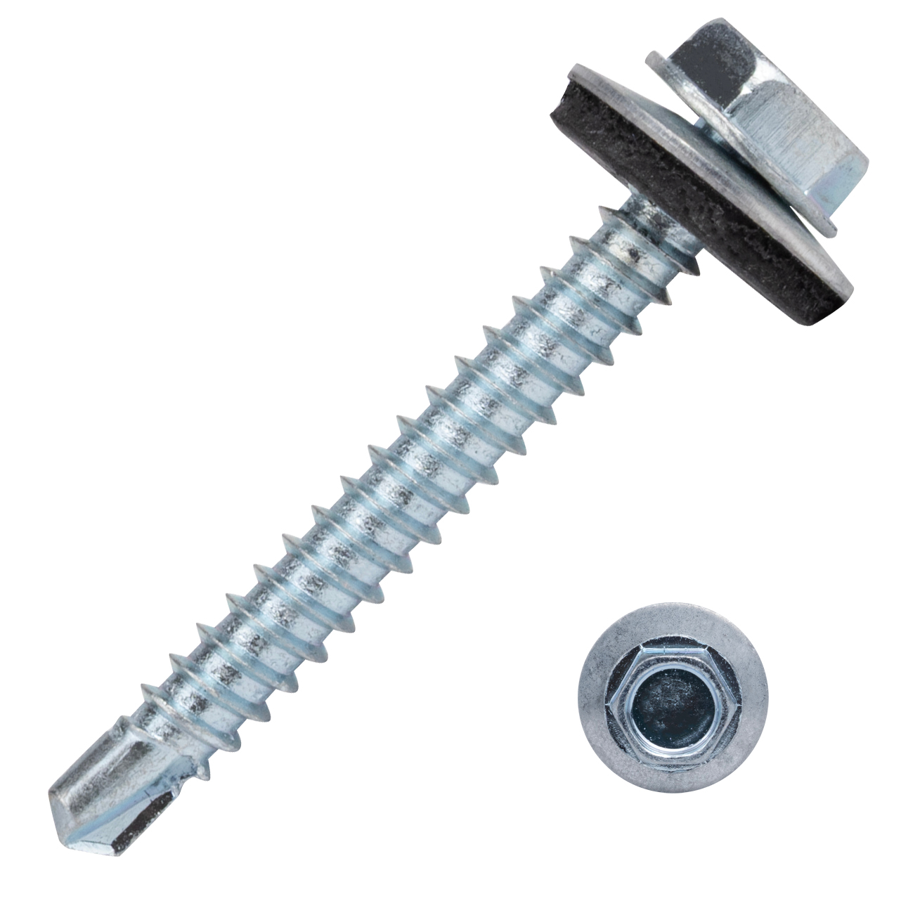 Zelfborende schroeven 4,8 x 38 mm Verzinkt Zeskantkop met 14 mm ring - Doos 200 stuks