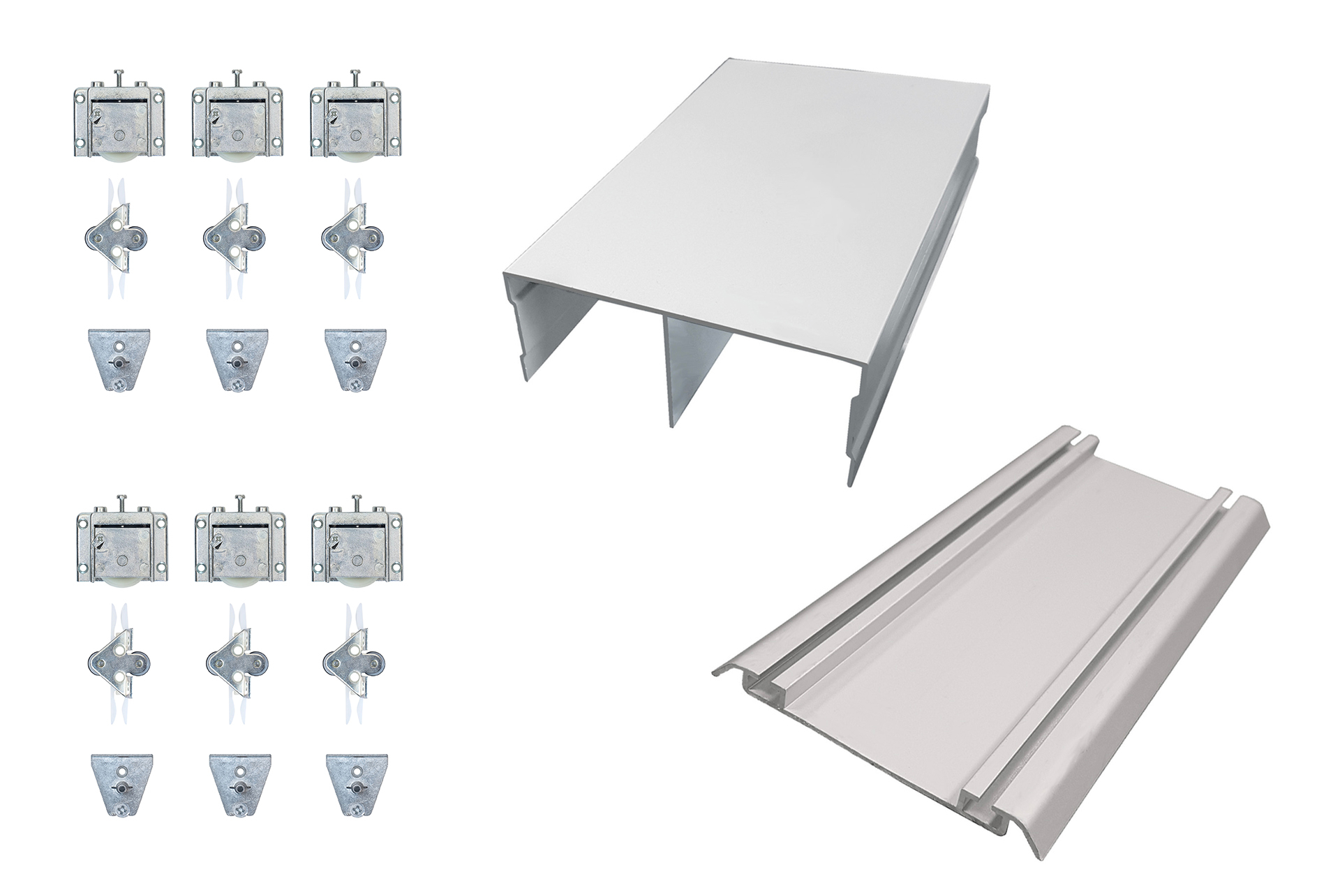 Complete set Schuifdeursysteem Kast 3 deurs Zilver